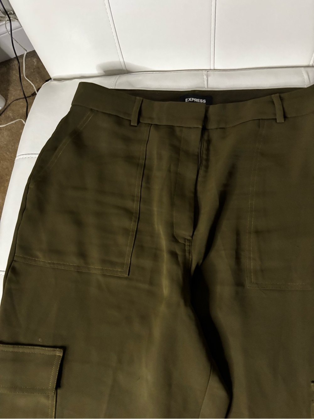 Express Olive Wide Leg Cargo Pants - Picture 4 of 8